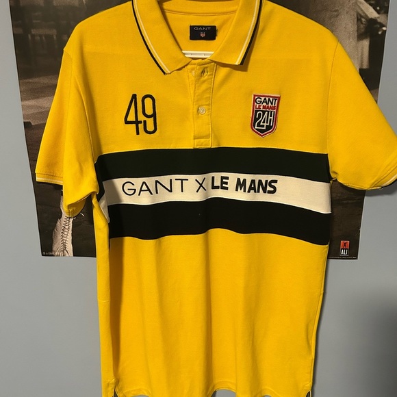 Gant Yellow and Black Polo Shirt with Racing Stripe - Picture 1 of 3